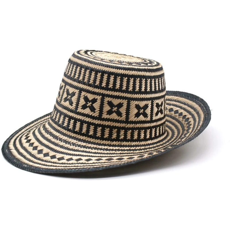 Arawak Black Short Brim Straw Hat