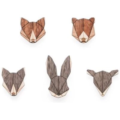 BeWooden Broschen aus Holz Set - Tiere | Mode Schmuck