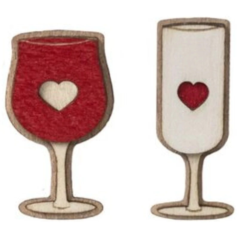 BeWooden Broschen aus Holz für Paare | Mode Schmuck | Rot- und Weisswein