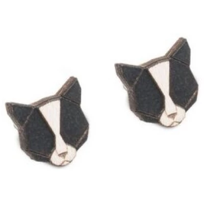 BeWooden Ohrstecker mit Holzdetails | Motiv Schwarze Katze | Ohrringe "Black Cat Earrings"