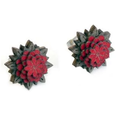 BeWooden Ohrstecker mit Holzdetails | "Red Flower" Ohrringe