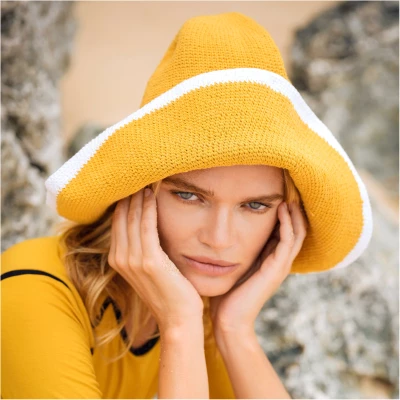 Bloom Line Crochet Sun Hat In Canary Yellow