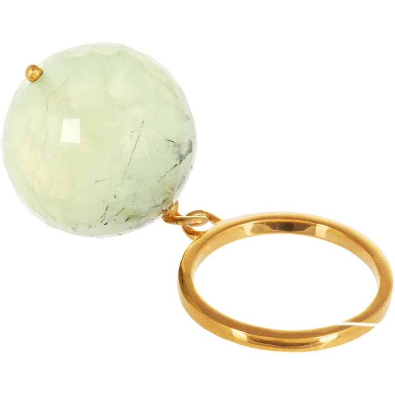 Bubble Green Aventurine Gold Ring (Size Adjustable)