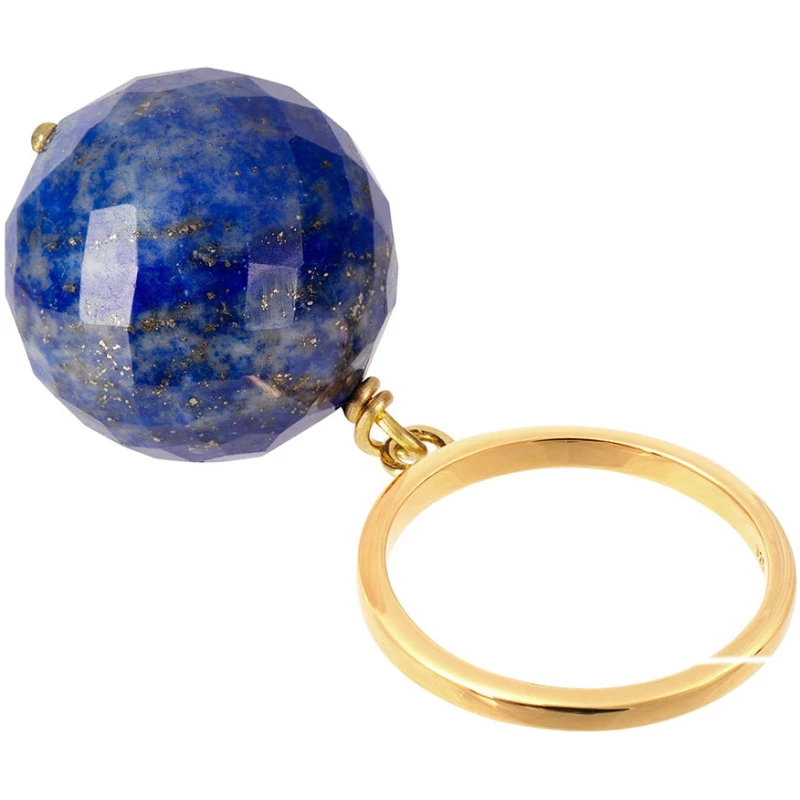 Bubble Lapis Lazuli Gold Ring (Adjustable)