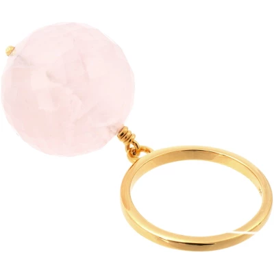 Bubble Pink Quartz Gold Ring (Adjustable)