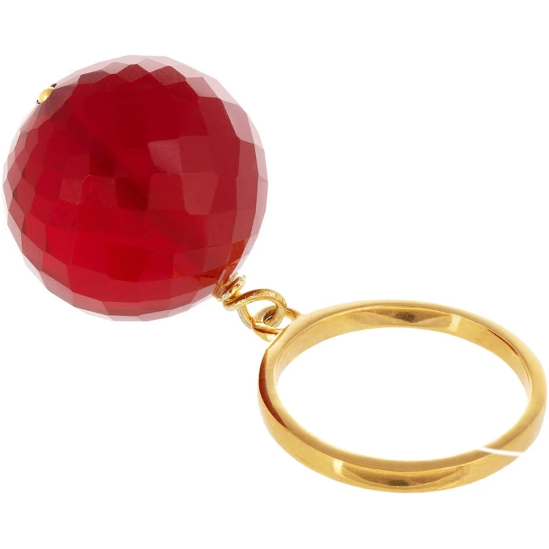 Bubble Red Onyx Gold Ring (Adjustable)
