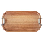 Cameleon Pack EDELSTAHL Lunchbox mit Deckel aus heimischem Buchen Holz