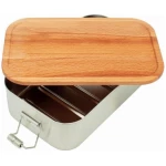 Cameleon Pack XL Edelstahl Lunchbox mit Deckel aus heimischem Buchen Holz