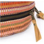 Damen Tasche Umhängetasche Rundtasche "Woven Lea Round Side Bag" Leder/Baumwolle