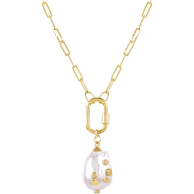 Daphne Gold Paperclip Chain Necklace With Barnacle Pendant