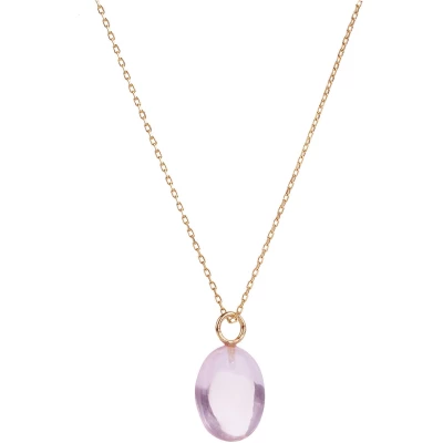Eden Gold Chain Necklace With Pink Quartz Pendant