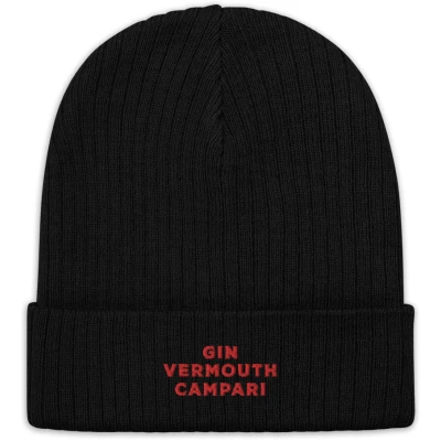 Gin Vermouth Campari - Embroidered Beanie - Multiple Colors