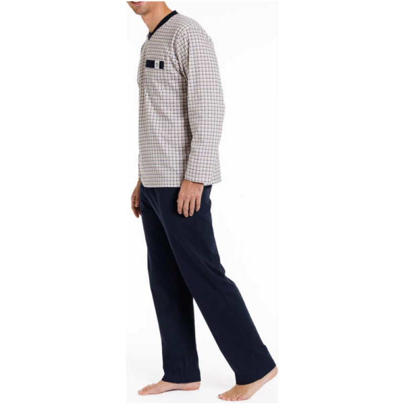 Haasis Bodywear Herren Pyjama lang Alloverprint, Bio Baumwolle, GOTS zertifiziert