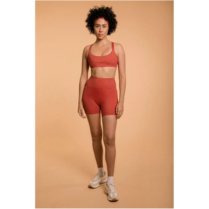 High Waist Workout Shorts - Red