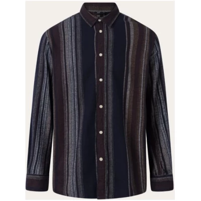 KnowledgeCotton Apparel - Hemd Loose Fit Double Layer Striped Shirt