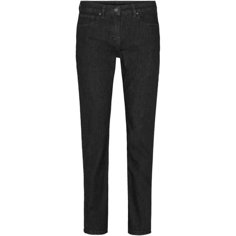LAURIE Damen vegan Jeans Laura Slim Medium Length Ecolabel Washed Black Denim