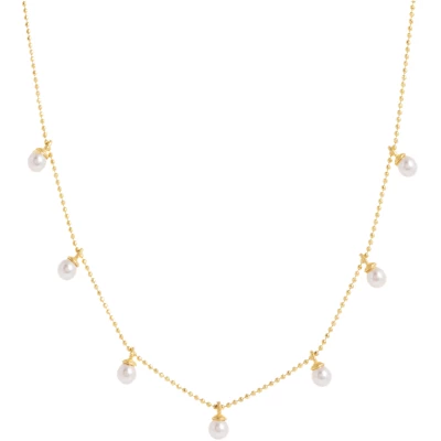 Laura Gold Chain Necklace With Tiny Pearls