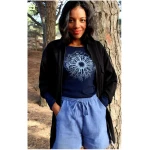 Life-Tree Longsleeve aus Biobaumwolle Fairwear für Damen "WoodenIris" in Denim Blau