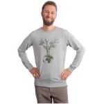 Life-Tree Sweater aus Biobaumwolle Fairwear für Herren "Weltenbaum" in Heather Grey