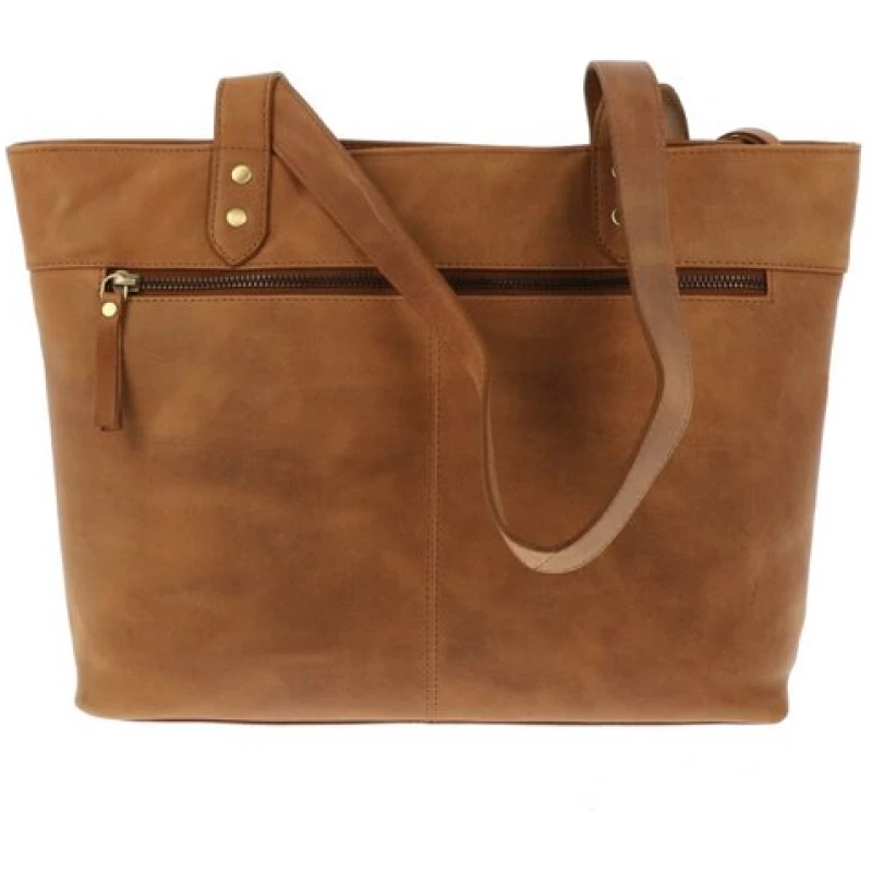 MoreThanHip Shopper-Tasche aus braunem Vintage-Öko-Leder - Emily