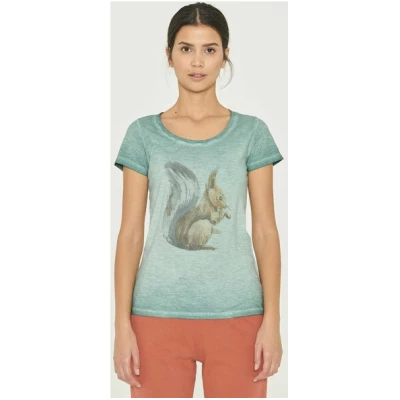 ORGANICATION Garment Dyed T-Shirt aus Bio-Baumwolle mit Eichhörnchen-Print