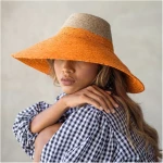 Riri Duo Jute Straw Hat In Pumpkin Orange