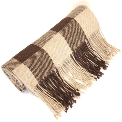 TINKU -Celebrating Bolivian Heritage 100% Alpaka Karierter XL - Schal (Q'ALA) ungefärbt aus Bolivien (Handgewebt )