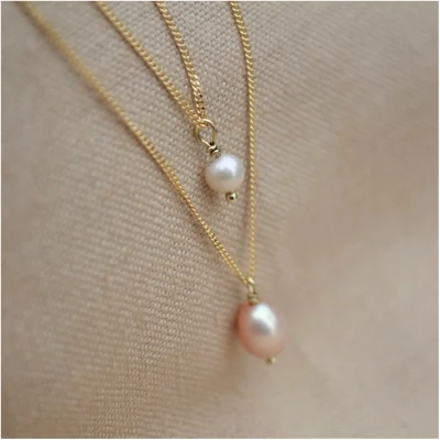 Tiny Pearl Necklace - Gold 14k