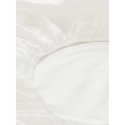 hessnatur Satin-Spannbetttuch aus Bio-Baumwolle - weiß - Größe 90-100x200 cm
