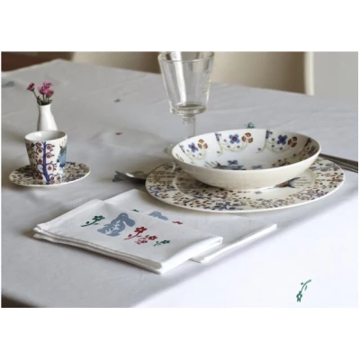 luscinia Tischdecke "Hase und Blumen" handbedruckt