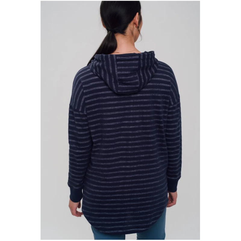 recolution Longfitted Hoodie #STRIPES dunkelblau