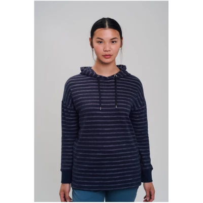 recolution Longfitted Hoodie #STRIPES dunkelblau
