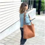 BOWLEANIES TASCHEN Mom Bag | Großer Shopper aus Lederfaserstoff