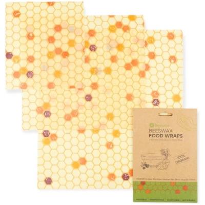Beewise Bienenwachstücher 3er Set aus 100% BIO-Baumwolle