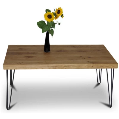 Naturmassivmöbel Balken Couchtisch 100x60 cm Wildeiche Massivholz Beistelltisch Tisch