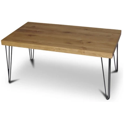Naturmassivmöbel Balken Couchtisch 100x60 cm Wildeiche Massivholz Beistelltisch Tisch