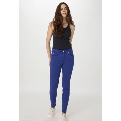 hessnatur Damen Five-Pocket Hose Skinny aus TENCEL™ Lyocell mit Bio-Baumwolle - blau - Größe 34