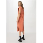 hessnatur Damen Rib Jersey-Kleid Midi Regular aus Bio-Baumwolle - orange - Größe 34