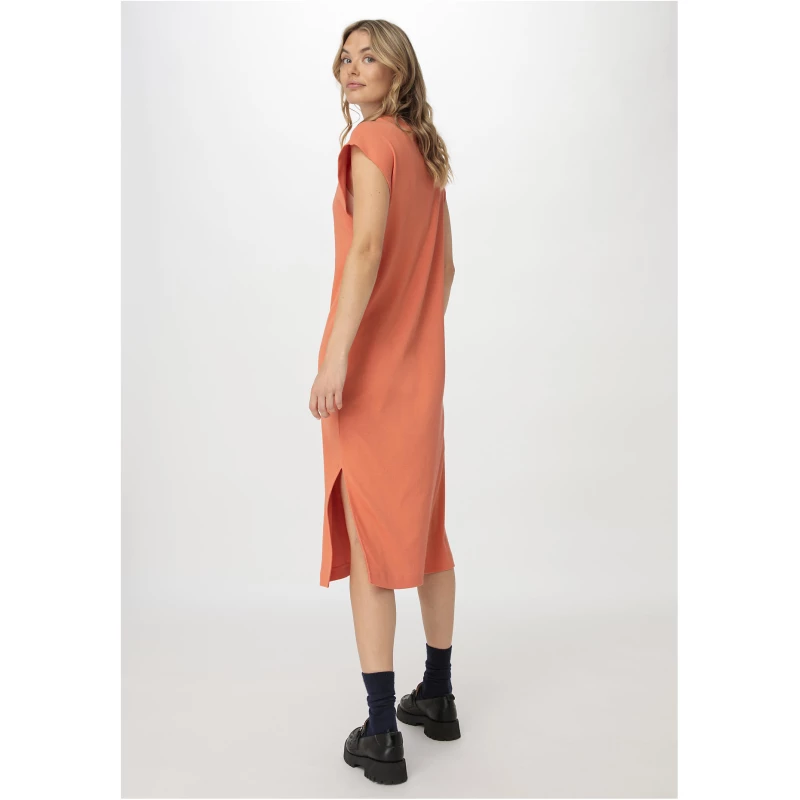 hessnatur Damen Rib Jersey-Kleid Midi Regular aus Bio-Baumwolle - orange - Größe 34