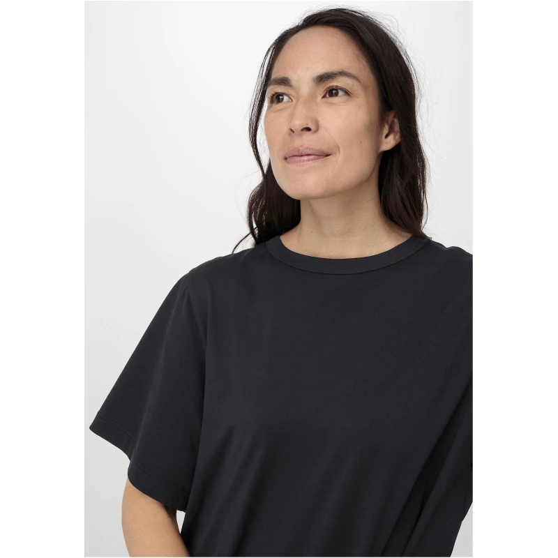 hessnatur Damen Shirt-Kleid Mini Relaxed aus Bio-Baumwolle - schwarz - Größe 42