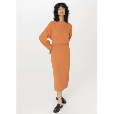 hessnatur Damen Strickkleid aus Bio-Baumwolle - orange - Größe 46
