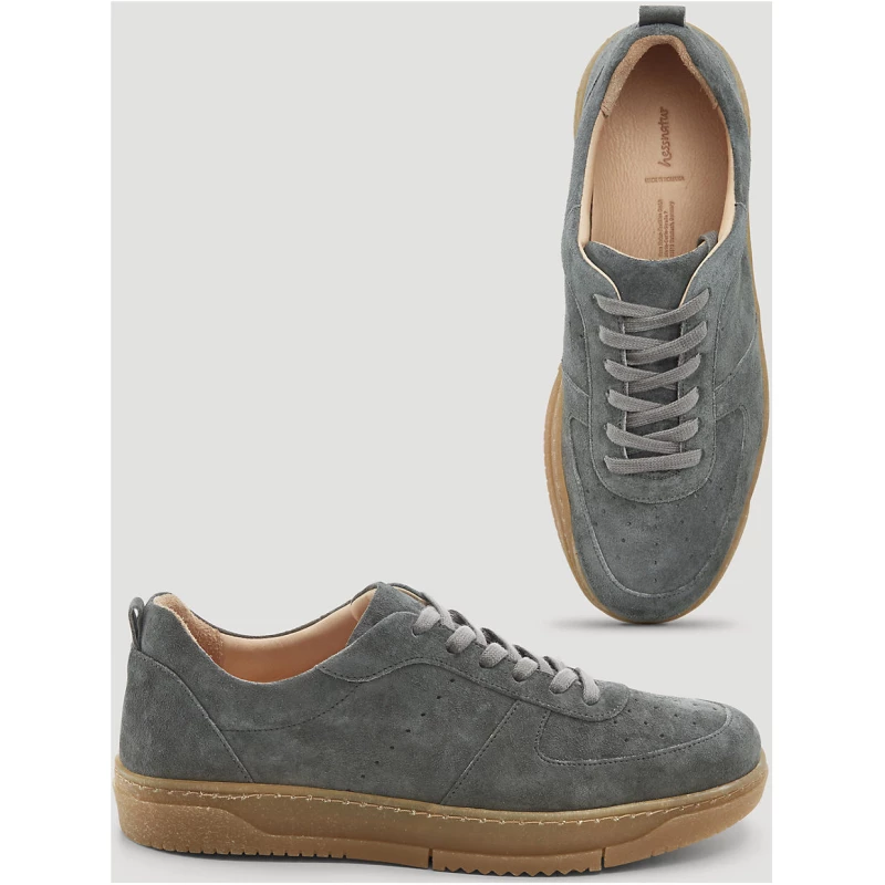 hessnatur Herren Leder-Sneaker - grau - Größe 42