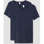 hessnatur Herren T-Shirt aus Bio-Baumwolle, 2er-Pack - blau - Größe 4