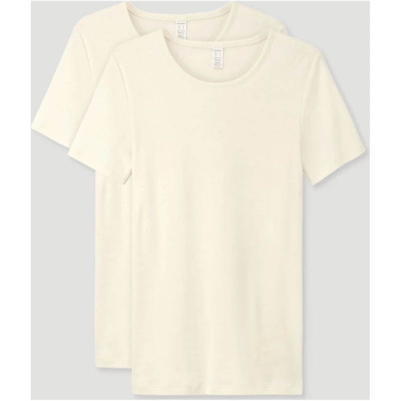 hessnatur Herren T-Shirt aus Bio-Baumwolle, 2er-Pack - natur - Größe 4