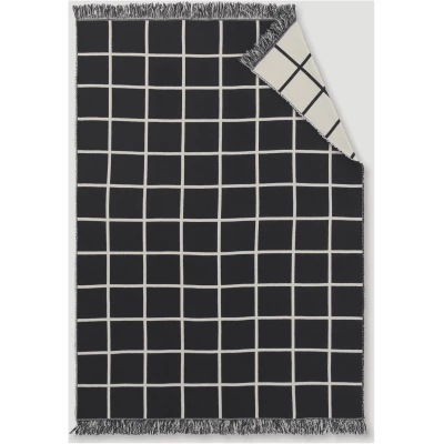 hessnatur Plaid ONNO aus Bio-Merinowolle - schwarz - Größe 130x180 cm