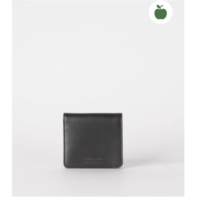 Alex Fold-over Wallet - Black Apple Leather - Vegan Leather Billfold Wallet