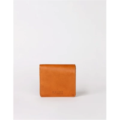Alex Fold-over Wallet - Cognac Classic Leather - Compact Leather Wallet Back Zipper Pocket