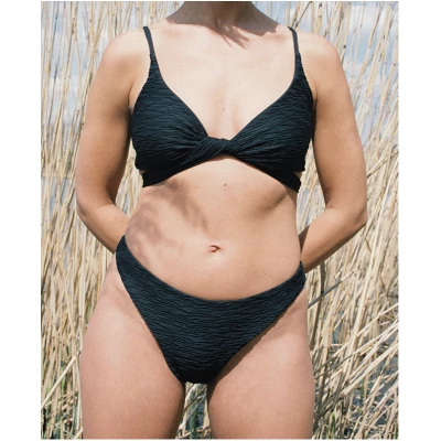 Anekdot Damen vegan Jacquard Skyline Slim Bikini Bottom Schwarz