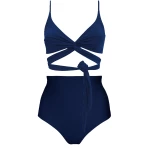 Anekdot Damen vegan Lin + Core Hohes Bikini-Set Navy