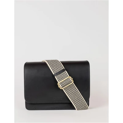 Audrey - Black Classic Leather - Structured Crossbody Bag Two Straps